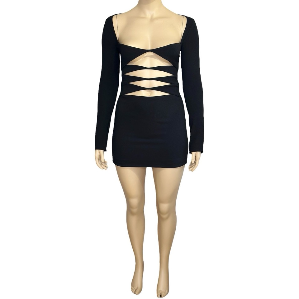 NWT HOUSE OF CB Elize Cut-Out Mini Dress, Black, Large | eBay