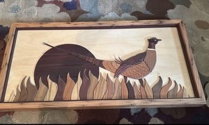 Pheasants Forever #1 Handmade Wood Inlay Wall Art Decor Plaque Ray Muniak