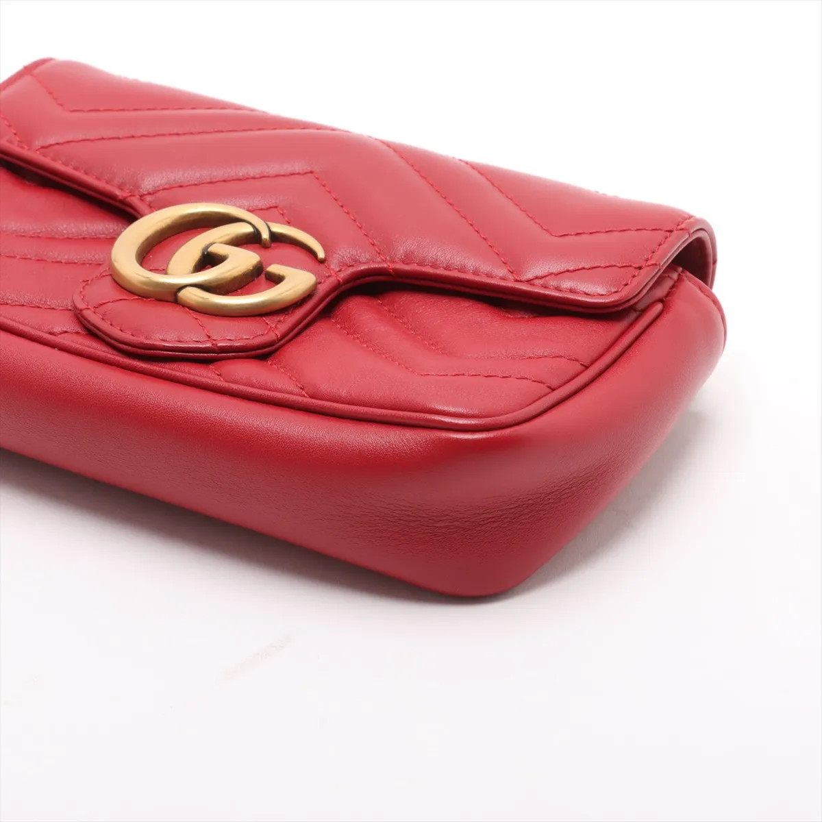Gucci GG Marmont Leather Chain Shoulder Bag Red - # image 3