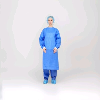 Isolation Gowns SMS KnitCuff Disposable Medical Dental,30gsm Blue (10/50/100pcs)