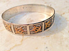 Hawaiian Sterling Silver Gold Turtle Bangle with gold accents