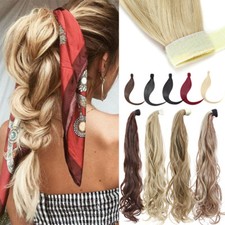 Thick Wrap Around Ponytail Clip in As Human Pony Tail Hairpieces Hair Extension