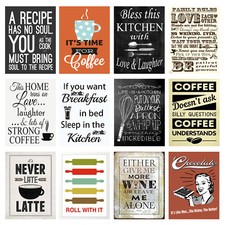 Metal Vintage Retro Shabby-Chic Kitchen Quotes Fridge Magnets 100mm x 75mm 