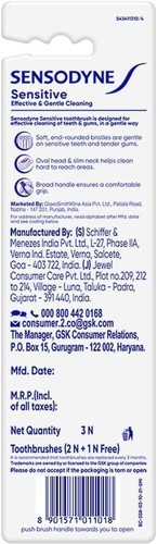 Sensodyne Sensitive Toothbrush Soft 3 Count (Pack of 2), Assorted - Picture 2 of 6