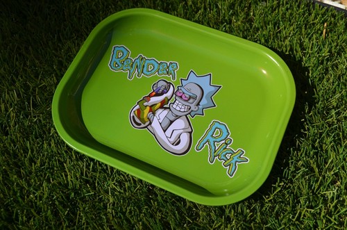 Grandpa Robot | Decorative Premium Metal Rolling Tray - Small 7" x 5.5" - Picture 3 of 4