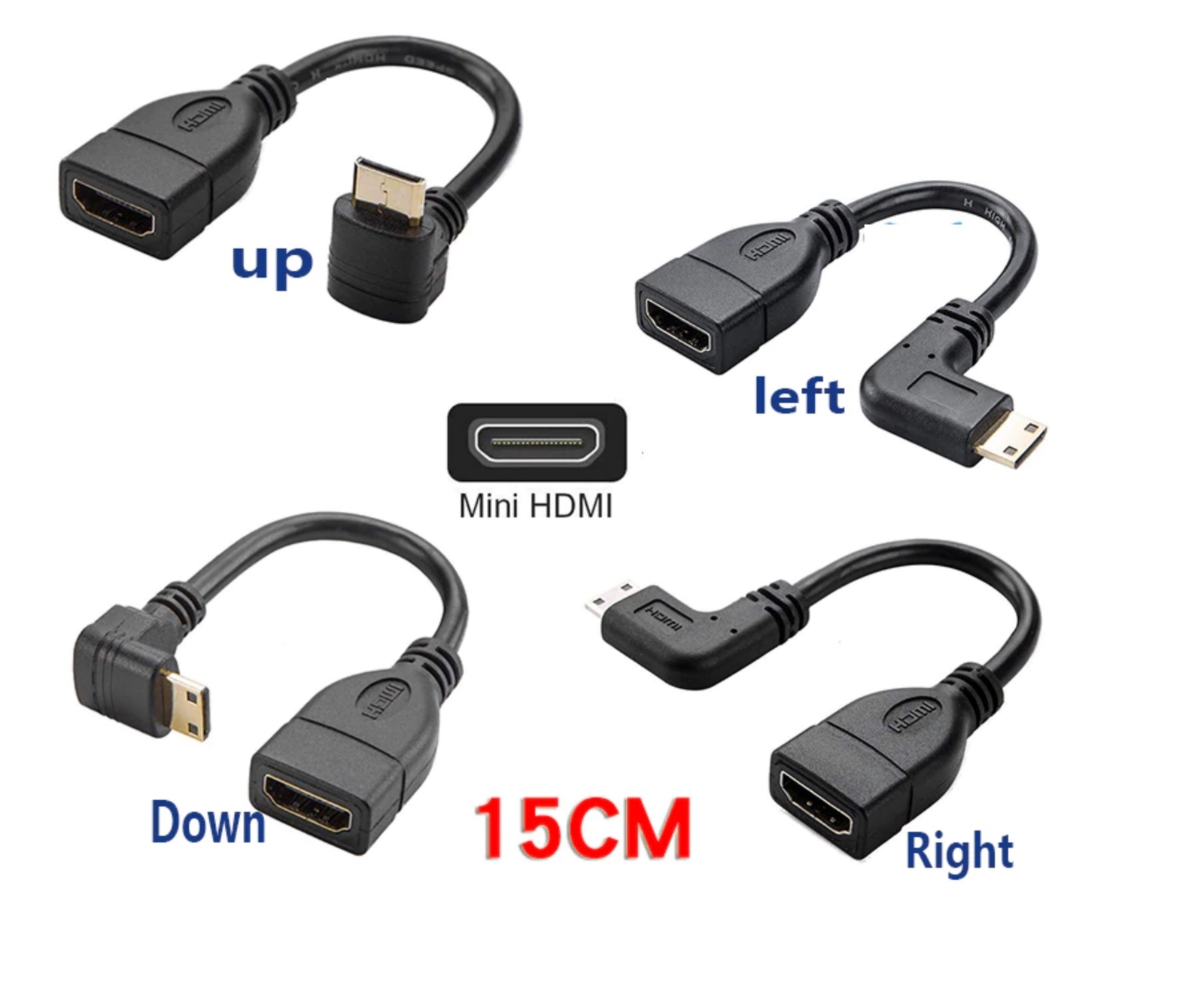 region Fighter Udgående 90° Angled Mini HDMI Male to HDMI Female Adapter Cable Connector 15cm | eBay