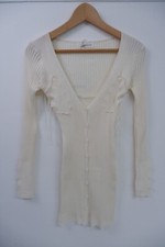 Treasure Girl Womens NEW Ribbed Bodycon Mini Dress Size XS UK 4-6 Cream