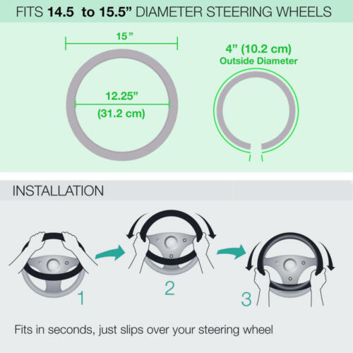Car Steering Wheel Cover Wood Grain Two Tone Leather Universal 14.5-15.5" Beige - Picture 8 of 8