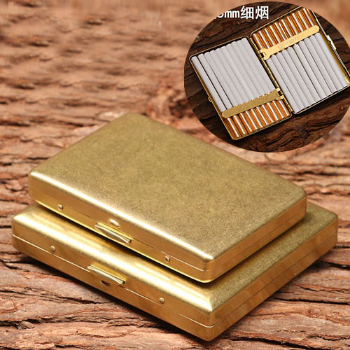 brass cigarette holder Gentleman Rectangular Brass Tobacco Cigarette Case Holder Smoke Box 3 sizes