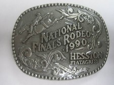 National Finals Rodeo Hesston 1990 NFR Adult Cowboy Buckle, Vintage, Orig. Pkg.