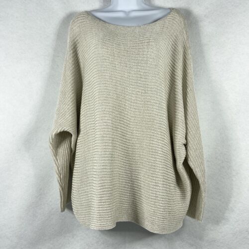 Lauren Ralph Lauren Sweater Women 3X Cream Round Neck Long Sleeves Shimmer New