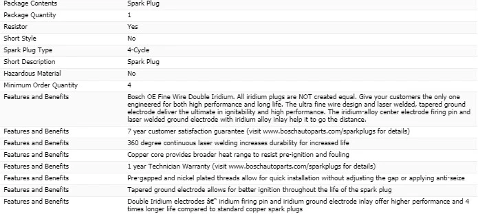 6 Spark Plugs Bosch Double Iridiums For 2008-2017 HONDA ACCORD V6-3.5L - Image 4 of 4