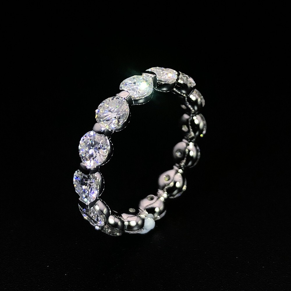 3Ct Round Cut VVS1 Moissanite Eternity Engagement Band Ring 14kWhite