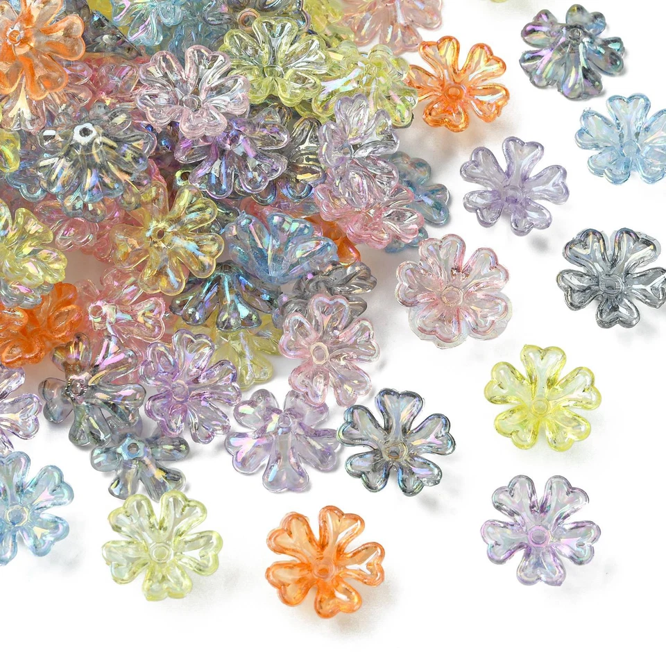 300x Cuentas espaciadoras de flores de pétalos de corazón acrílico tapas extremo para hacer joyas hágalo usted mismo Foto 2 de 4