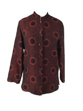 Women's Jackets Size 10  Long Sleeve Lined Red Black Prints Detail