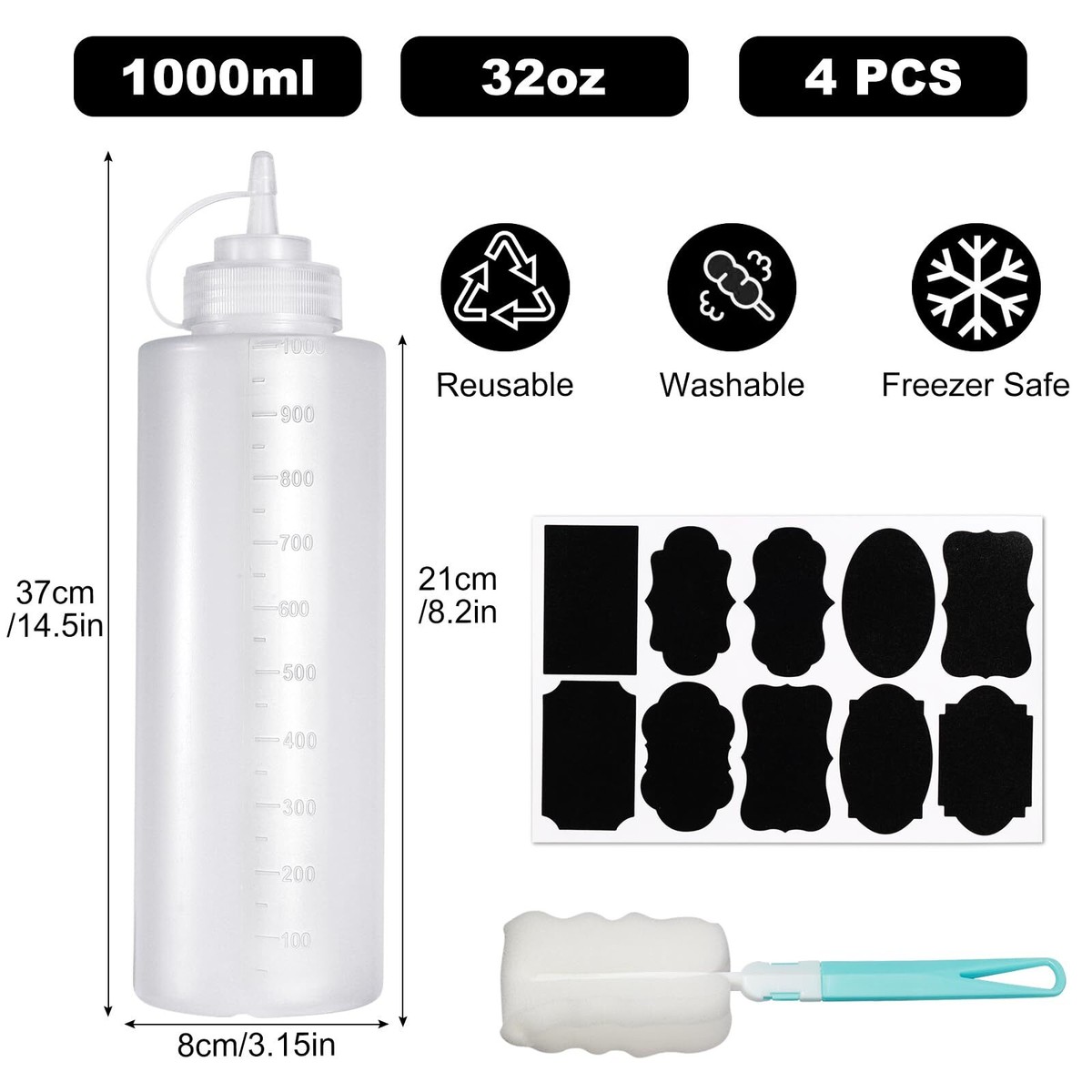 Contacto Quetschflasche 1000ml Gelb - Wiederverschließbar - Polyethylen