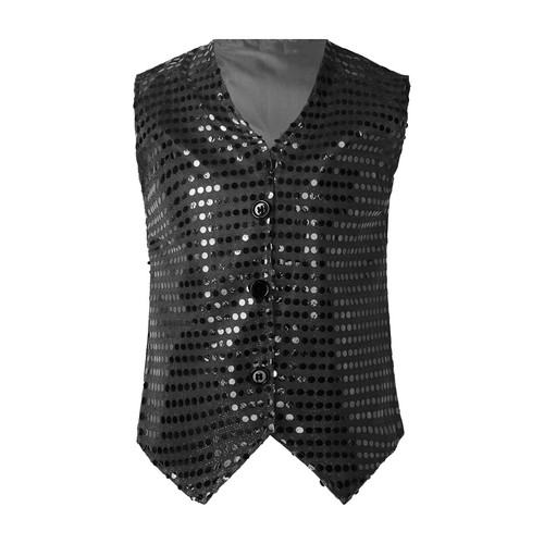 Kid Boys Girls Sequins Vest Top Waistcoat Jazz Hip Hop Stage Performance Costume - Picture 3 of 38