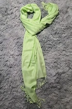 Pashmina Women's Scarf Shawl Lime Green 100% Pashmina Fringed 70x28.5" NWOT