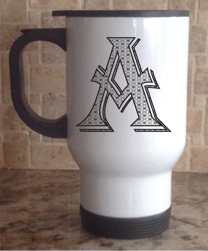 Travel Coffee Mug Stainless Steel White Monogram Personalize Alphabet Letter A-Z - Picture 2 of 64
