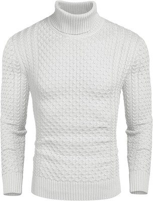 COOFANDY Menu0026#039;s Slim Fit Turtleneck Sweater Casual Knitted Twisted  Pullover Solid | eBay