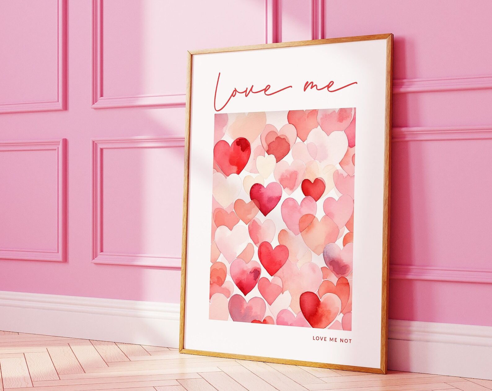 Be My Valentine Heart Poster Love Hearts Print Pink Valentine's Day Print