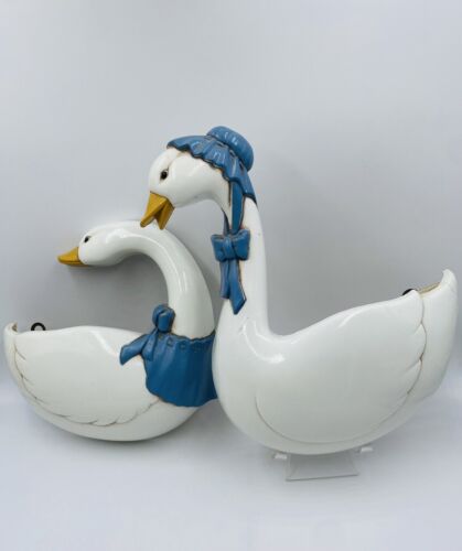 Vintage Burwood Goose Wall Pocket Wall Hanging Duck Blue Ribbon HOMCO - Picture 2 of 12