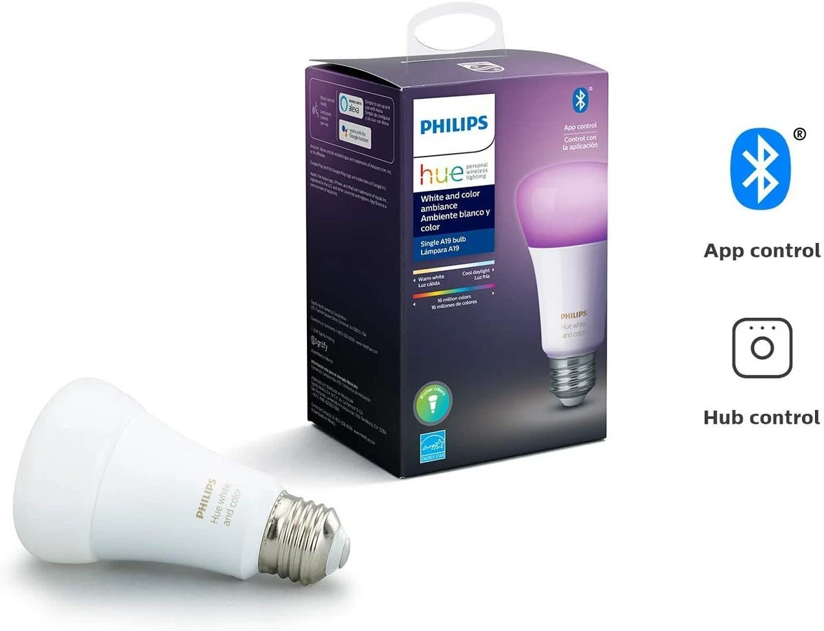 Philips Hue White Color Ambiance A19 LED Smart Bulb Bluetooth