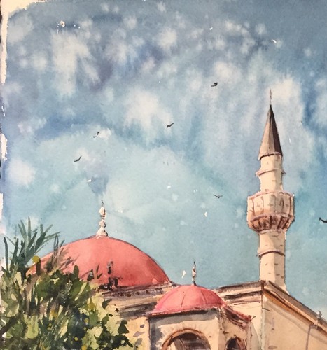 Watercolor Original Painting Kos, Greece   11" x 15" NOT A PRINT - Picture 5 of 6