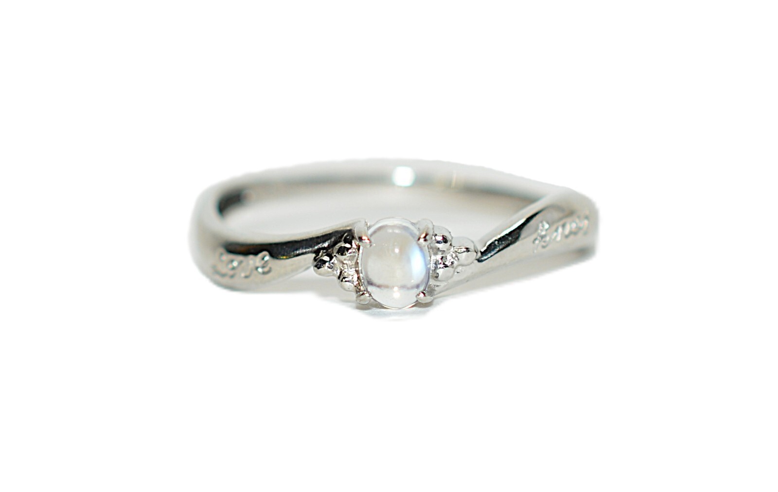 Natural Moonstone Ring Solid Platinum Solitaire R… - image 1
