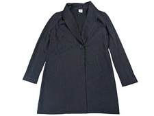 Cabi Harbor Jacket Women Small Long Knit Blazer Coat One Button Dark Navy Blue