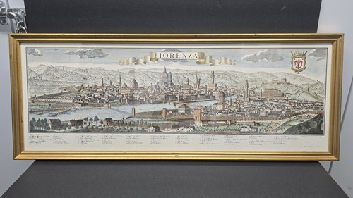 Lithographie Florenz Italien Panorama Gold Holzrahmen breit 34x14 cm - Bild 19 von 19