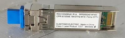 Ericsson RDH102406/40 R1A CPRI & 10GbE 194.0 THz M14 I-Temp SFP+ CRTUAE8LAA