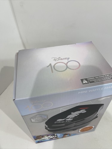 Disney 100 Years of Wonder Mickey Mouse Face Silver Mini Waffle Maker NEW - Picture 2 of 5