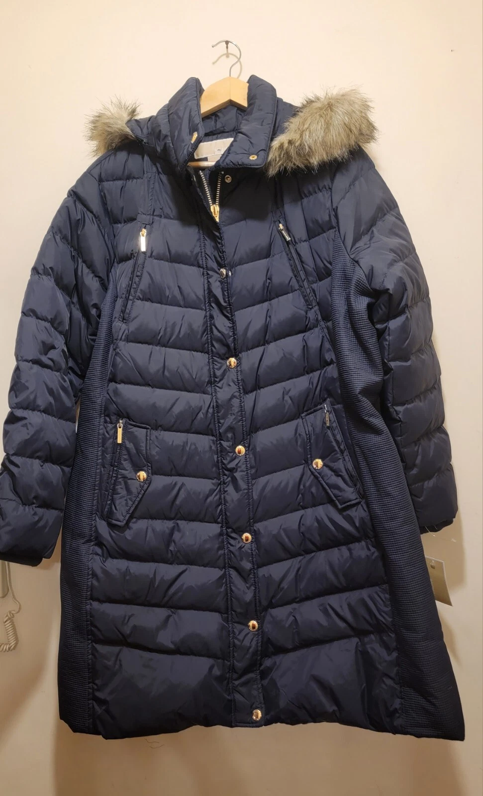 Cappotto tampone con cappuccio Michael Kors donna blu navy taglia XXL