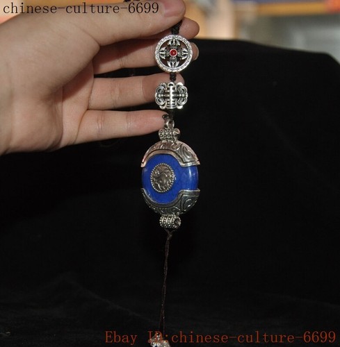 Colgante amuleto exorcismo mariposa turquesa plata tibetana China 2"" - Imagen 2 de 5