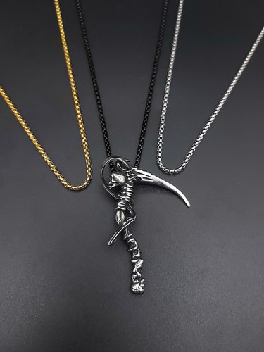 Anhänger Sense Totenkopf Halskette Sensenmann Skull Geschenk Schmuck Kette NEU - Bild 37 von 37