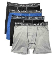 REEBOK MEN'S PACK 4 - 231 UPC BLUE - MEDIUM - UNDERWEAR X4 BOXER BRIEF P87
