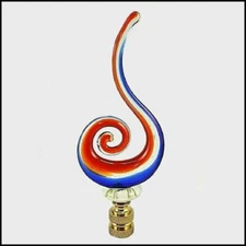 RED  AND  BLUE TWIST  ELECTRIC  LIGHTING  LAMP  SHADE  FINIAL   (NEW)
