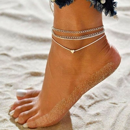 Fashion Women Ankle Bracelet Vintage Twine 3D Heart Foot Chain Anklets 0631 - Picture 3 of 6