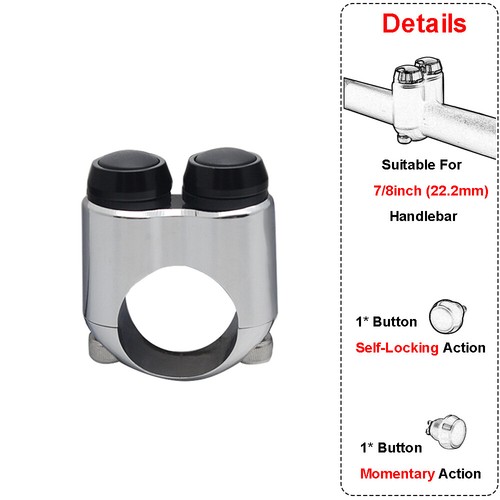1 Momentary 1 Self-locking Button Switch For 1" & 7/8" 22mm Motorcycle Handlebar - Picture 17 of 18