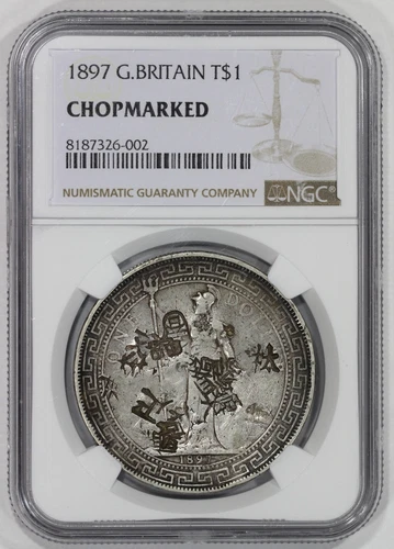 1897 Great Britain Silver Trade Dollar NGC Chopmarked T$