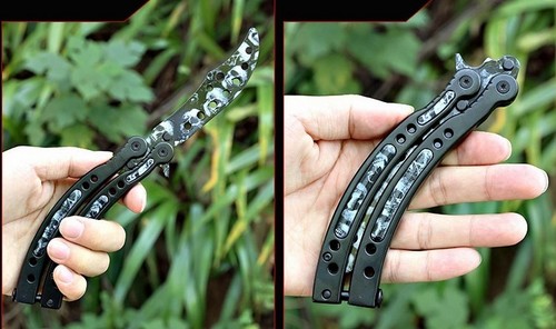 CS GO Balisong Butterfly SKULL HEAD Messer Skin Knife Striker Trainer ...