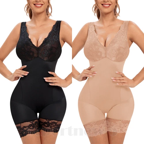 Mujeres Sexy Encaje Cuello Body Modelador de Cintura Entrenador Barriga Control Body Prendas con Forma - Imagen 1 de 24