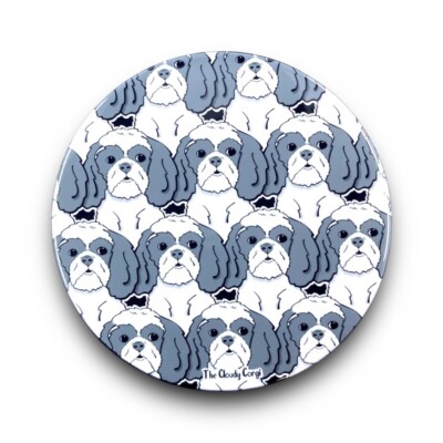 Shih Tzu Dog Pattern Magnet Handmade Pet Portrait Art Gift Decor 3.5''