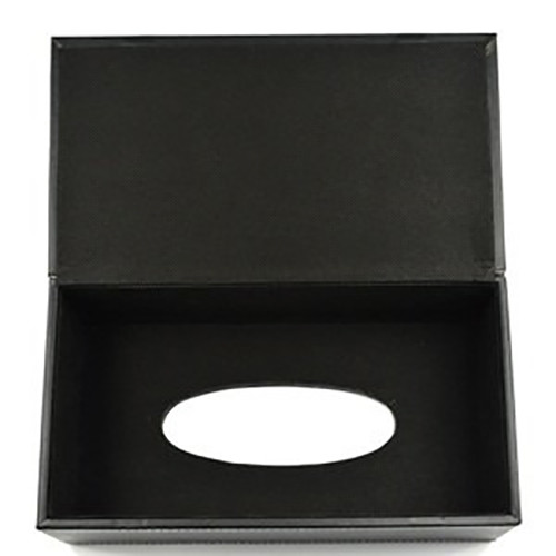 PU Leather Tissue Box Cover Case Holder for 3.1" Tall Tissue Boxes (Black)