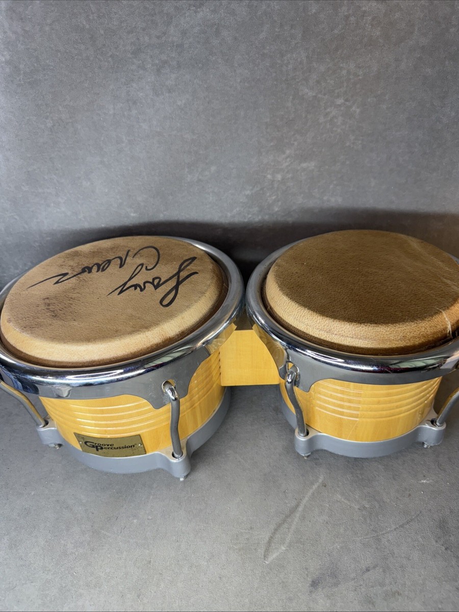 Vintage Groove Percussion Bongo Drum Set Two Hand Drums Instrument