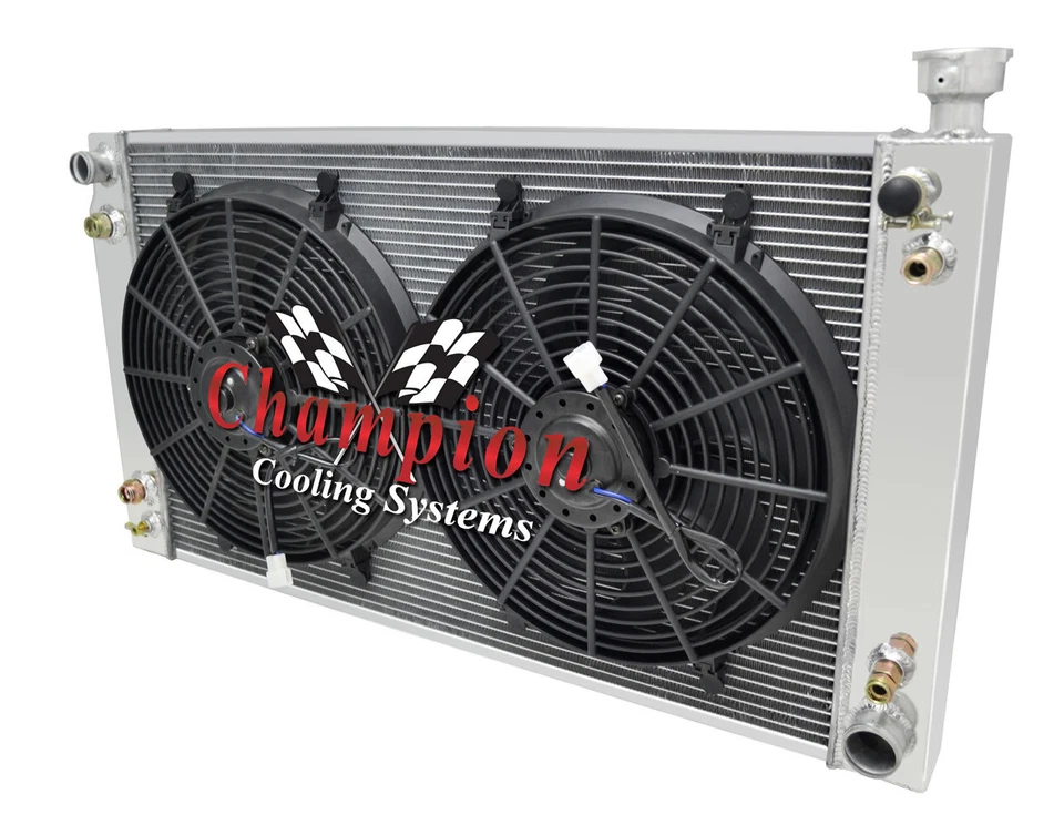 Radiador de aluminio de 3 filas con 2 ventiladores de 14" para motor Chevy Suburban V8 1990-1991 Foto 3 de 4
