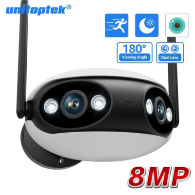 WIFI 4K 8MP Security Camera 180° Dual Wide Angle infrared