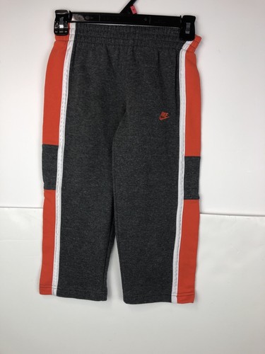 Nike Boys Youth Size 5 Gray Orange White Cotton Polyester Sweatpants Joggers - Picture 2 of 7