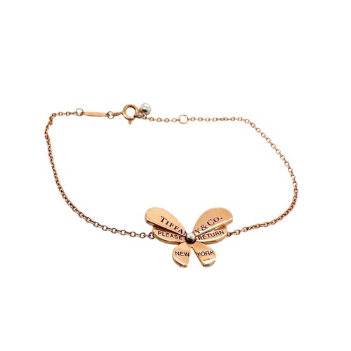 Tiffany & Co LOVE BUGS Butterfly Chain Bracelet 18k Rose Gold & Silver - Picture 3 of 11
